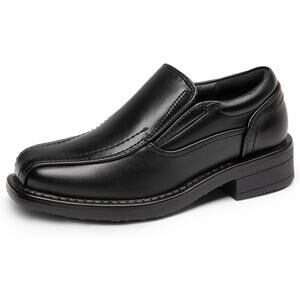 Bruno Marc Toddler Boys Size 10 Black Faux Leather Slide On Dress Loafer Shoes